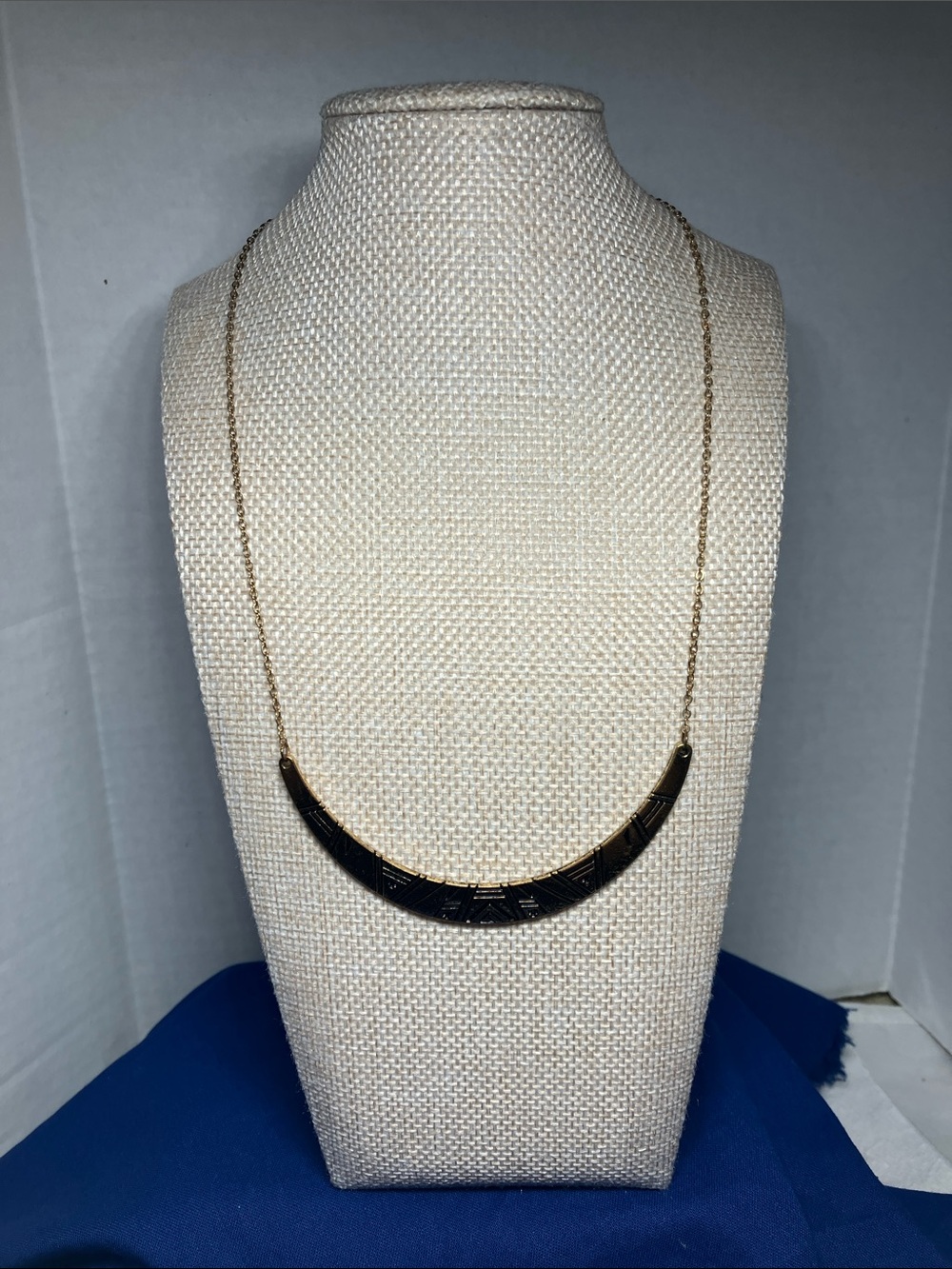 Gold and Black Crescent Pendant Necklace